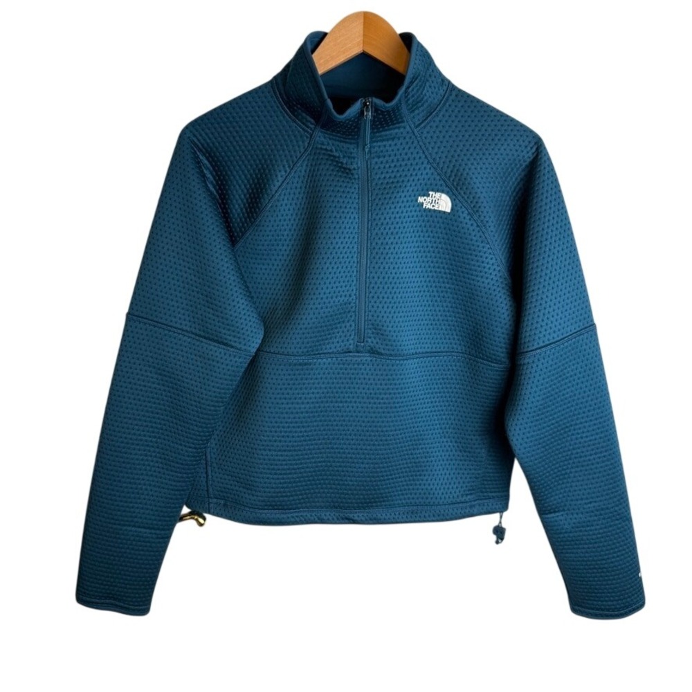 The‎ North Face Womens DotKnit 1/4 Zip Pullover S Teal Blue Hiking Activewear
